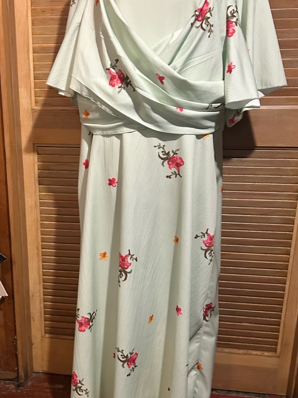 SHEIN Curve Mint Green Midi Dress with Pink Floral Accents Size 4X